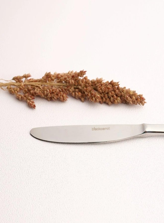 BLACKCARROT طقم سكاكين عشاء من الفولاذ المقاوم للصدأ الفضي من بلاك كاروت، 6 قطع | سمك 6 مم | فولاذ مقاوم للصدأ فاخر لطاولة الطعام | أدوات مائدة متينة وأنيقة - Image 4